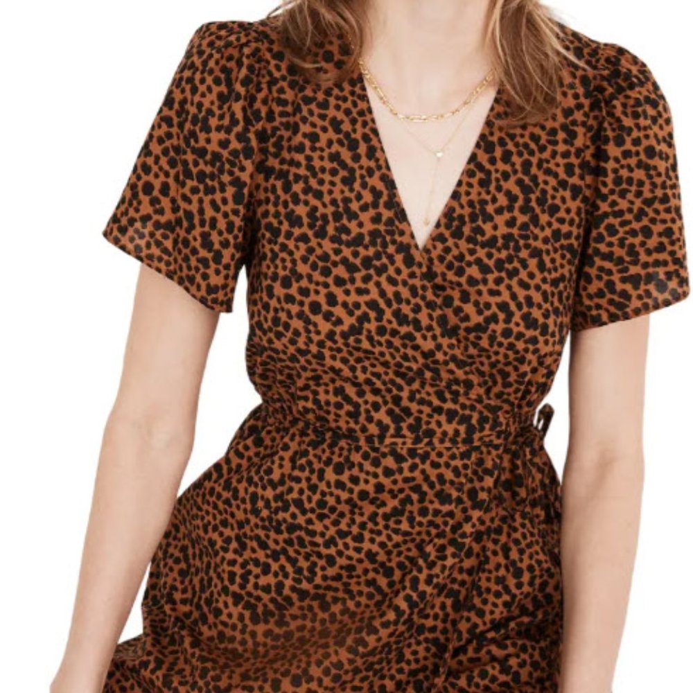 NWOT Madewell Painted Leopard Print Wrap Dress. Size L